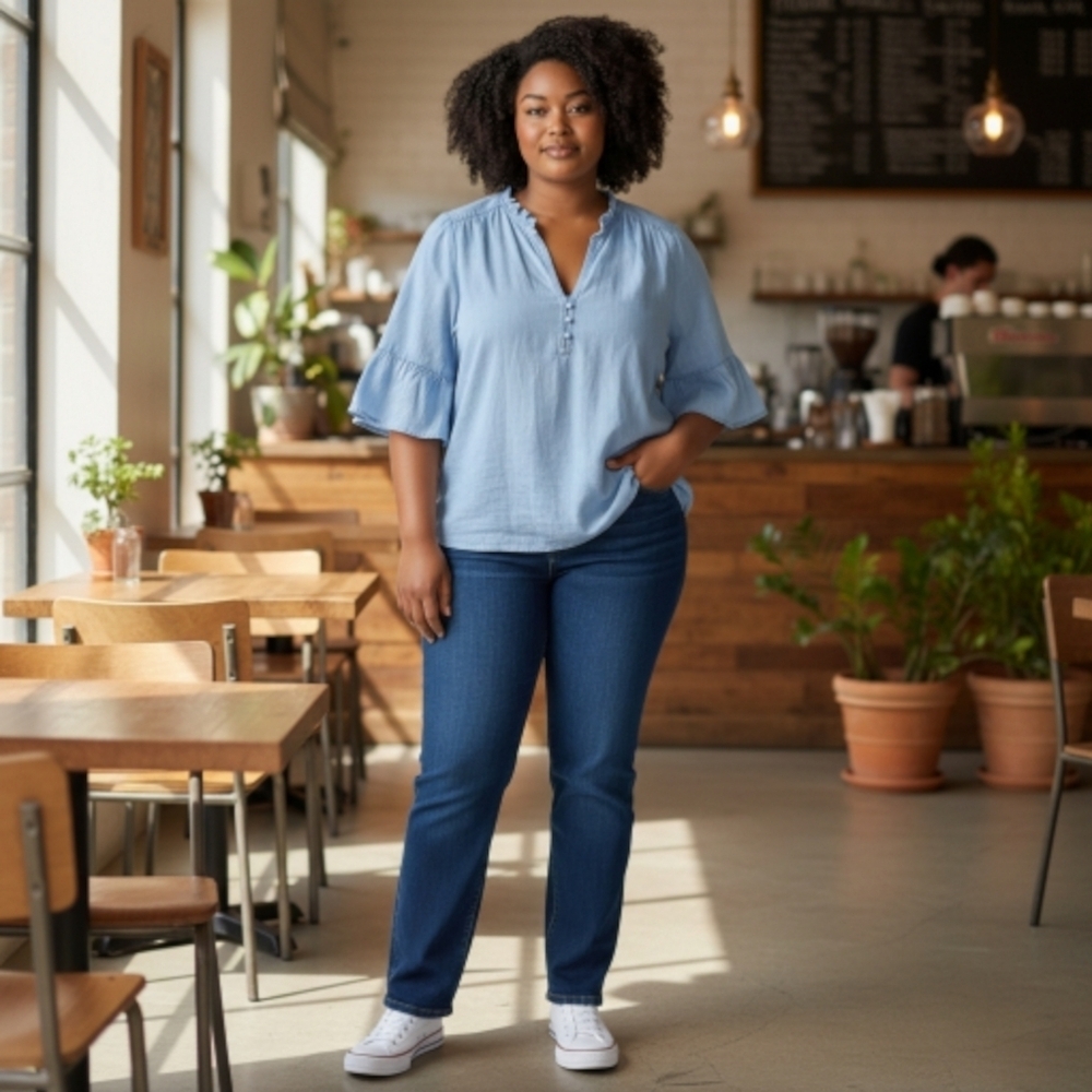 Nanette Lepore Denim/Chambray Blouse
